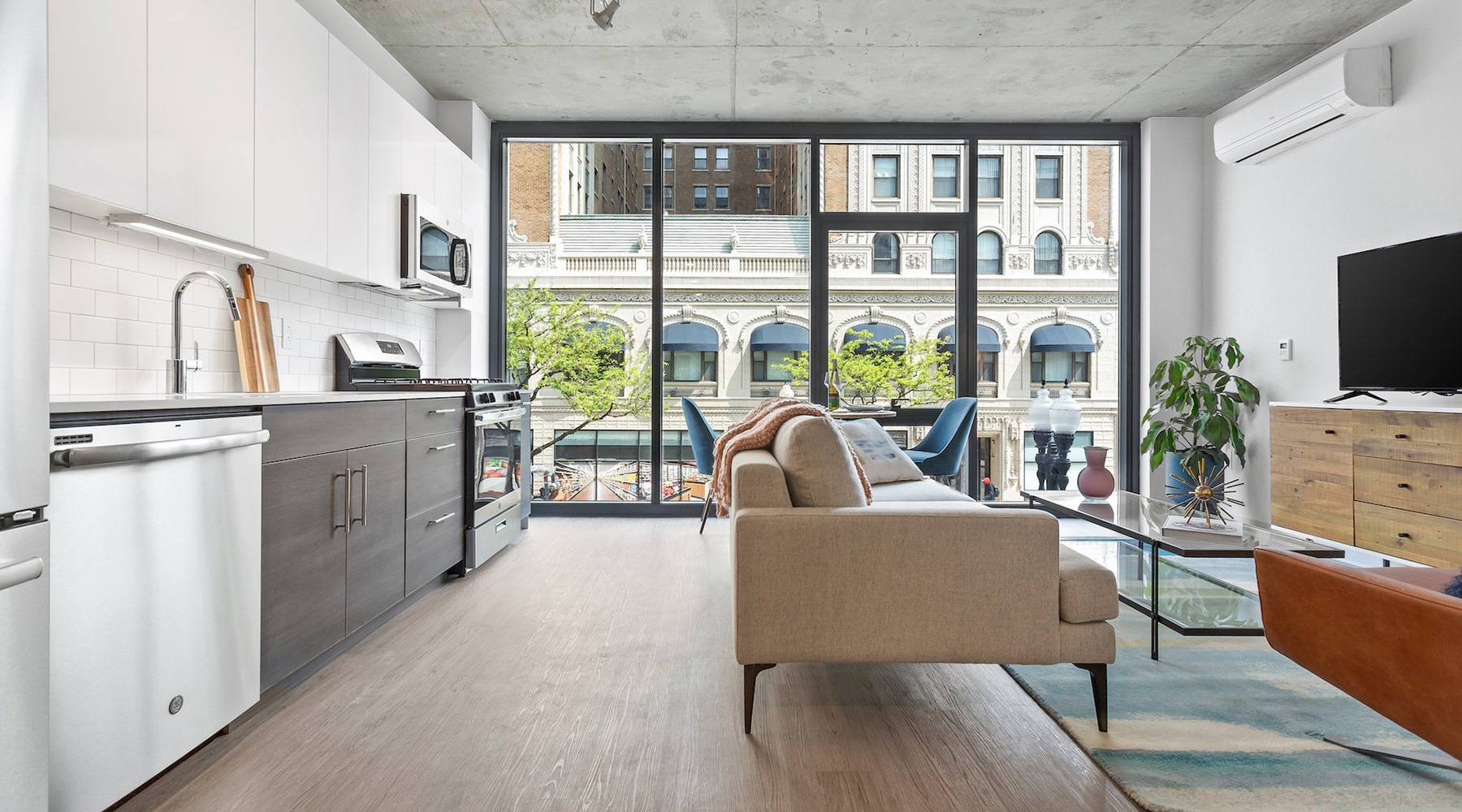 Open space living area with natural lighting